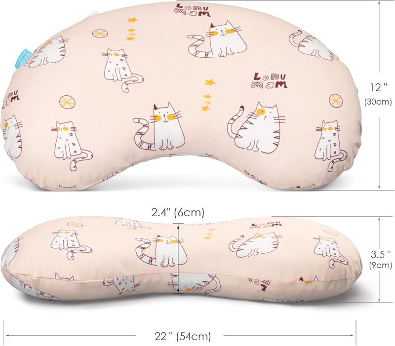 BYRIVER Kids Bed Pillow with Pillowcase for Home and Daycare, Playful Pink Kitten Child's Pillow for Sleeping - Image 3